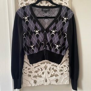 Dolls Kill Widow Uncharm School Argyle Cardigan Sweater Sz M Dark Academia Goth